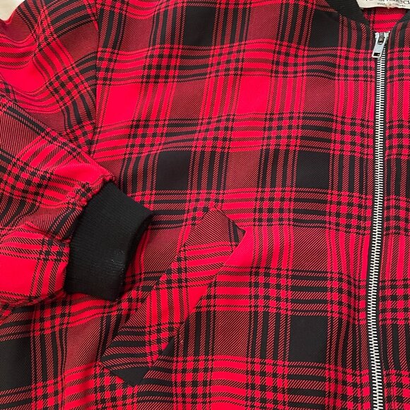 Vintage 90s Le Chateau Red and Black Plaid Bomber Jacket - Made in Canada - Picture 6 of 9